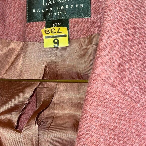 Vintage Ralph Lauren pink women’s blazer single button jacket suit size 10P - Picture 9 of 13